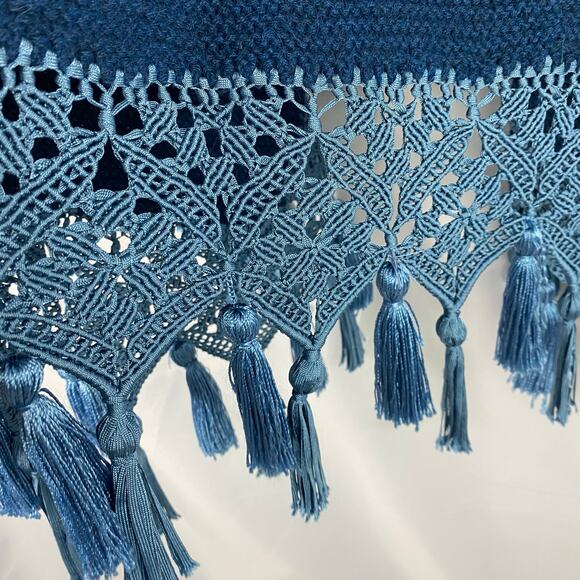 Calypso St. Barth Alpaca Blend Cardigan Wrap Women 1 S/M‎ Blue Crochet Western - Picture 8 of 11